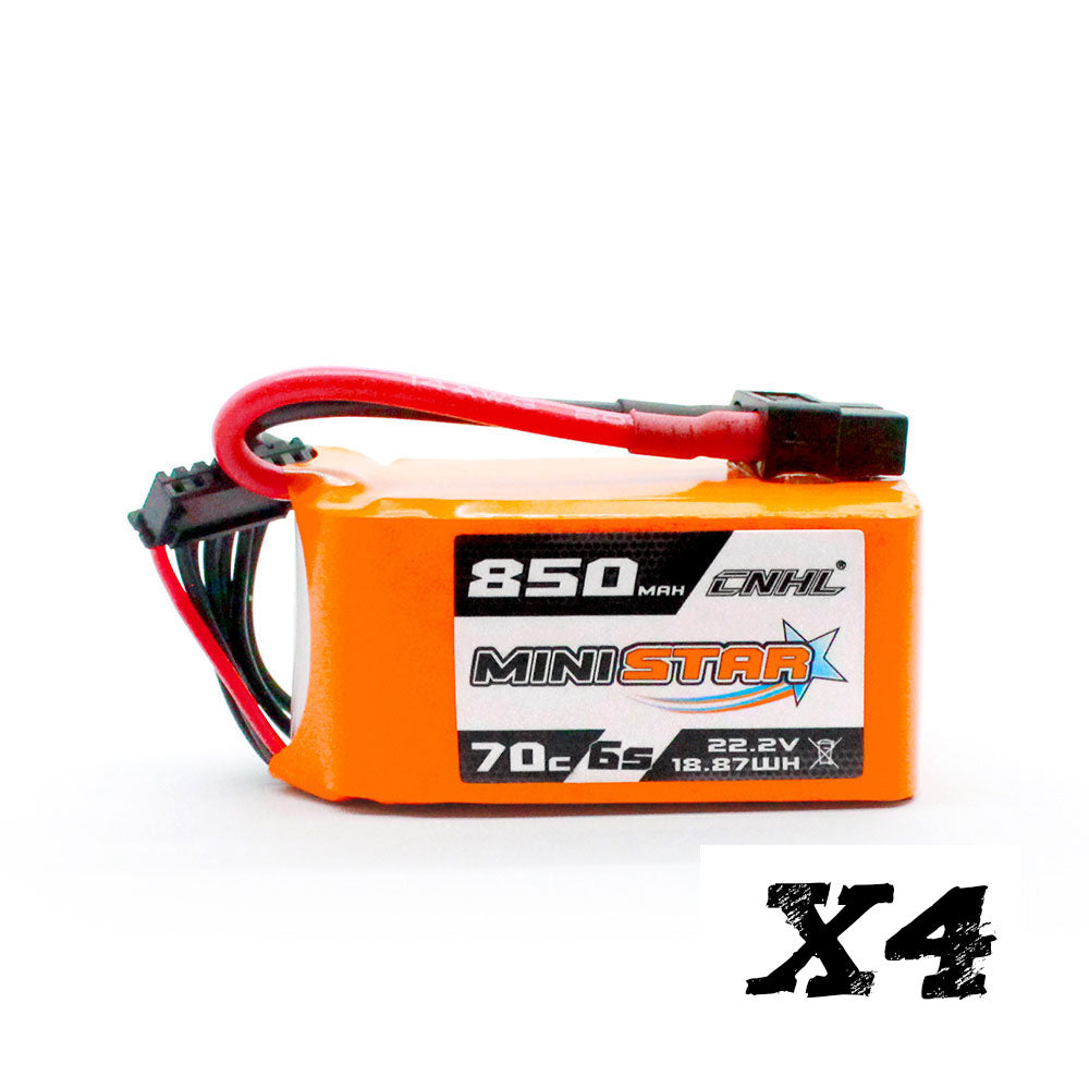 Аккумулятор 4 Packs CNHL MiniStar 850mAh 22.2V 6S 70C with XT60 Plug для FPV дрона
