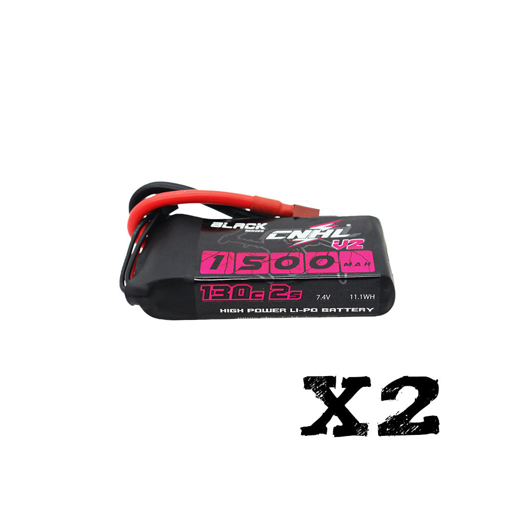 Аккумулятор 2 Packs CNHL Black Series 1500mAh 7.4V 2S 130C with T/Dean Plug для FPV дрона